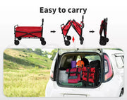 Lambu Garden Trolley Cart Foldable Picnic Wagon Outdoor Camping Trailer Red