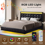 Levede Floating Bed Frame Double Queen with Headboard LED Lights Mattress Base