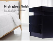 Levede Bedside Tables Side Table 2 Drawers RGB LED High Gloss Nightstand Cabinet