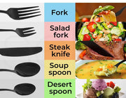 Stainless Steel Cutlery Set Travel Knife Fork Spoon Black Child Tableware 30pcs
