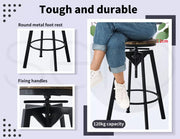 Levede 1x Bar Stool Industrial Adjustable Swivel Stools Back Wood Counter Chairs