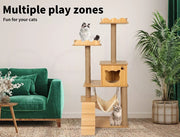 Pawz Cat Tree Scratching Post Scratcher Cats Tower Wood Condo Toys House 132cm
