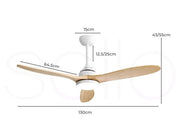 Spector 52'' Ceiling Fan LED Light DC Motor Remote Control 5 Speed Wooden Blade