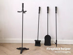 Traderight Fireplace Tool Set 4 PC Fire Place Poker Brush Shovel Stand Cast Iron