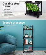 Levede Plant Stand 4 Tiers Outdoor Indoor Metal Flower Pots Rack Garden Shelf