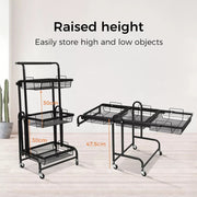 Levede Kitchen Trolley Cart 3 Tiers 180° Swivel Storage Shelf Organiser Rack