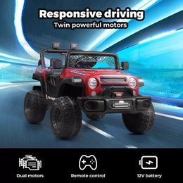 Bopeep Kids Ride On Car Electric Jeep Off Road Toy Remote Control Dual Motor Red