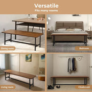 Levede Dining Table Bench Storage Shelf Steel Kitchen Rustic Brown 150cm