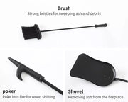 Traderight Fireplace Tool Set 4 PC Fire Place Poker Brush Shovel Stand Cast Iron