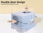 Pawz Cat Litter Box Fully Enclosed Kitty Toilet Trapping Odor Control Basin Blue