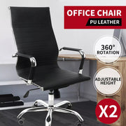 2x Office Chair Gaming Chairs Executive High-Back Computer PU Leather Seat Black