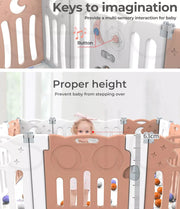 Bopeep Kids Baby Playpen Dog Foldable Large Safety Gate Toddler Fence 18 Panels