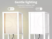 Emitto Floor Lamp Storage Shelf LED Wood Standing Reading Corner Light White