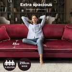 Levede 3 Seater Sofa Chair Italian Velvet Couch Lounge Armchair Recliner 210cm