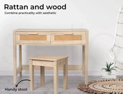 Levede Wooden Console Table – 105x55cm Desk with Storage Drawers, Ideal for Lapt