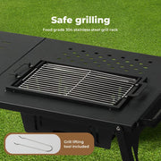Levede Camping Table Portable Desk With BBQ Grill Folding Outdoor Steel Rack