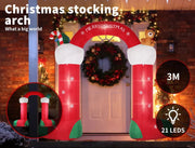 Santaco Christmas Inflatable Decor Stocking Arch 3M LED Lights Xmas Party Santa