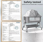 Bopeep Baby Cot Bed Crib Portable Bassinet Safety Fence Adjustable Bedside