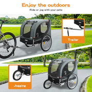 Pawz Pet Bike Trailer Foldable Pet Stroller 3-IN-1 Outdoor Cycling Sunroof