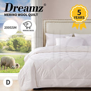 Dreamz Aus Merino Wool Down Quilt Duvet Doona Summer Blanket Winter All Size