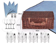 Picnic Basket 4 Person Baskets Set Insulated Willow Outdoor Blanket Gift Storage