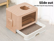 Pawz Foldable Cat Litter Box Toilet Tray Enclosed Kitty Hooded Top Entry Large