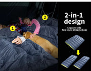 Mountview Double Sleeping Bag Bags Outdoor Camping Hiking Thermal -10℃ Tent Grey