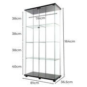 Stacked Display Cabinet Tempered Glass Show Case Floor Standing 4 Tier Shelves