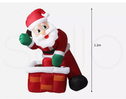 Santaco Inflatable Christmas Decor Santa Chimney 1.2M LED Lights Xmas Party