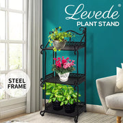 Levede Plant Stand 3 Tiers Outdoor Indoor Metal Flower Pots Rack Garden Shelf