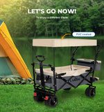 Lambu Garden Cart Wheelbarrow Camping Beach Trolley Wagon Foldable Brake Shade
