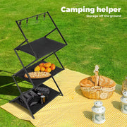 Levede Camping Storage Shelves Portable Hanging Rack Foldable BBQ Picnic 3 Shelf