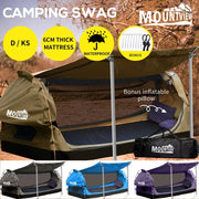 Mountview Double King Single Swag Camping Swags Canvas Dome Tent Free Blue Doubl