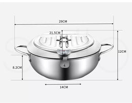Toque 20cm Japanese Deep Frying Pot Stainless Steel Tempura Fryer Fry Pan Silver