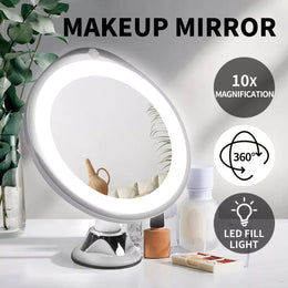 10x Magnifying Makeup LED Mirror 360° Rotation Wall Cosmetic Bathroom Mirrors