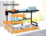 Toque Dish Drying Rack Over Sink Steel Black Plate Dish Drainer Organizer 2 Tier