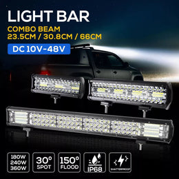 12V LED Light Bar 12/26 Inch Driving Lamp Flood Spot Work Strip Lights Car Truck