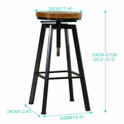 Levede 2x Bar Stools Industrial Kitchen Stool Wooden Barstools Swivel Chairs