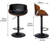 Levede 1x Bar Stools Gas Lift Kitchen Counter Beech Stool Metal Black Barstools