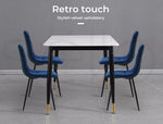 Levede 4x Dining Chairs Kitchen Velvet Chair Lounge Room Retro Padded Seat Blue