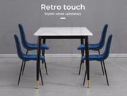Levede 4x Dining Chairs Kitchen Velvet Chair Lounge Room Retro Padded Seat Blue