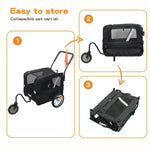 Pawz Pet Bike Trailer Foldable Cycling Pet Stroller 2-IN-1 Outdoor Sunroof