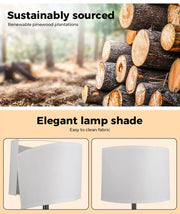 Emitto Floor Lamp Modern Tripod Night Reading Light Wooden Stand Black Shaded