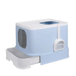 Pawz Cat Litter Box Fully Enclosed Kitty Toilet Trapping Odor Control Basin Blue