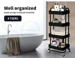 Levede 4 Tiers Kitchen Trolley Cart Steel Storage Rack Shelf Organiser Black