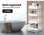 Levede 4 Tiers Kitchen Trolley Cart Steel Storage Rack Shelf Organiser White