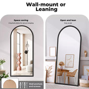 Yezi Full Length Mirrors Modern Floor Dressing Free Standing Black Framed 1.8M