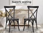 Levede 2x Dining Chairs Cross Back Kitchen Chair Natural Wood Lounge Seat Black