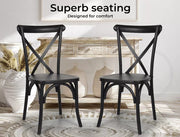 Levede 2x Dining Chairs Cross Back Kitchen Chair Natural Wood Lounge Seat Black