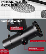 Shower Head High Pressure Set Rain Round Brass Taps Mixer Handheld WELS Black